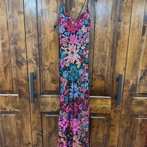 Floral Sequin Maxi Dress